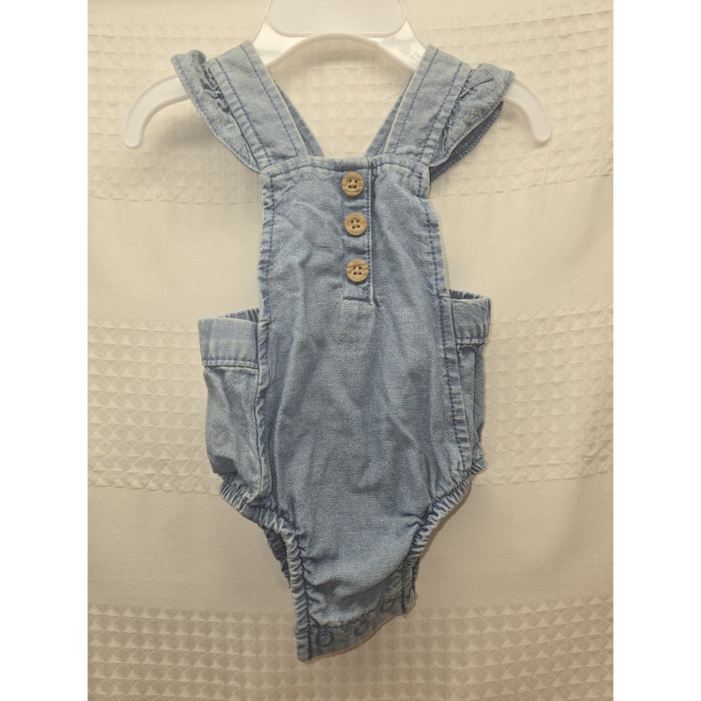 Carters Baby Girl One Piece Snap Closure Denim Romper Blue Newborn NB 8065
